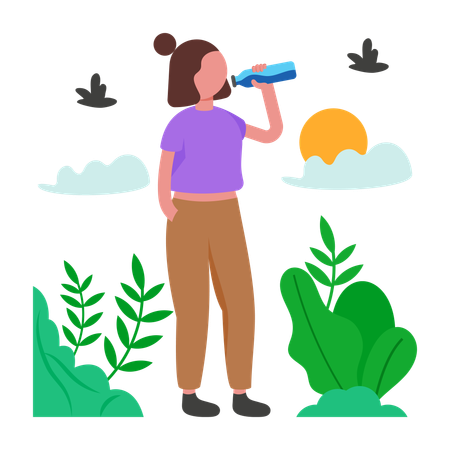 Boy Drink Water  Illustration