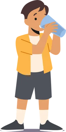 Boy drink water from glass  Illustration