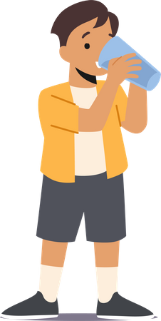 Boy drink water from glass  Illustration