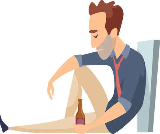 Boy drinking alcohol Illustration