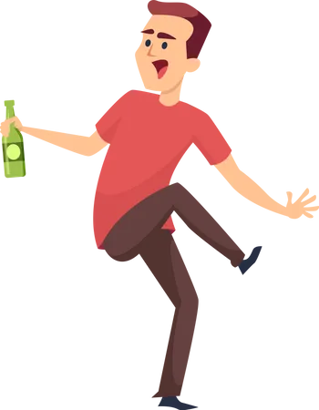 Boy drinking alcohol Illustration