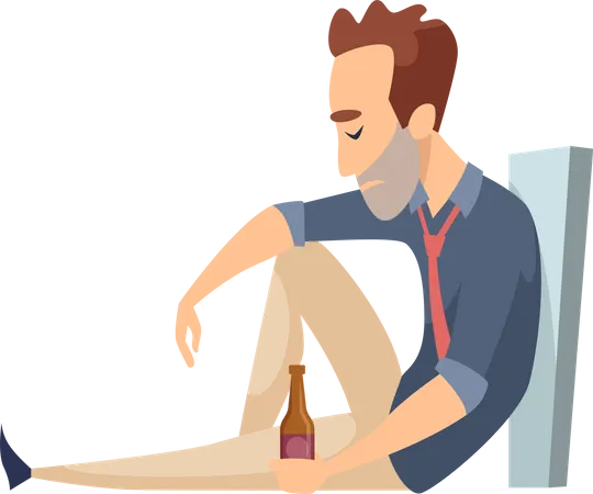 Boy drinking alcohol  Illustration