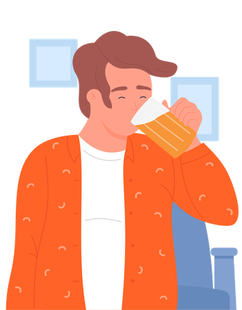 Boy drinking beer  Illustration