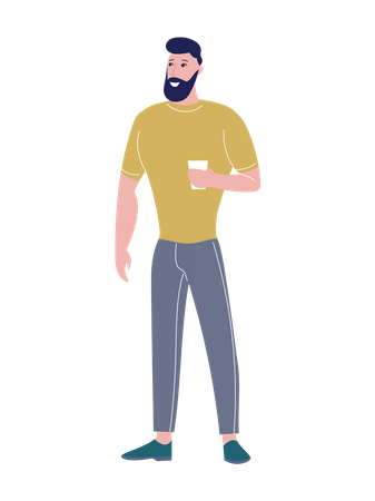 Boy Drinking Coffee  Illustration