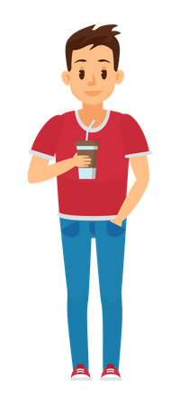 Boy drinking coffee  Illustration