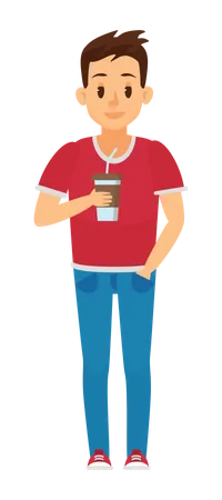 Boy drinking coffee  Illustration