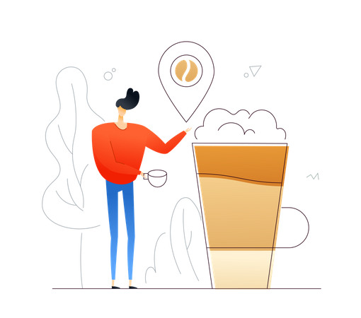 Boy drinking coffee  Illustration