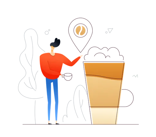 Boy drinking coffee  Illustration