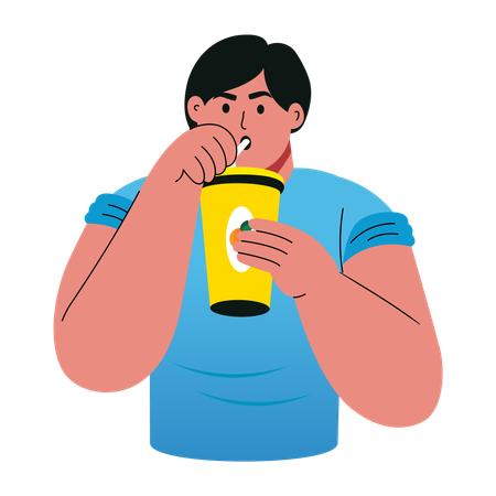 Boy drinking energy drink  Illustration