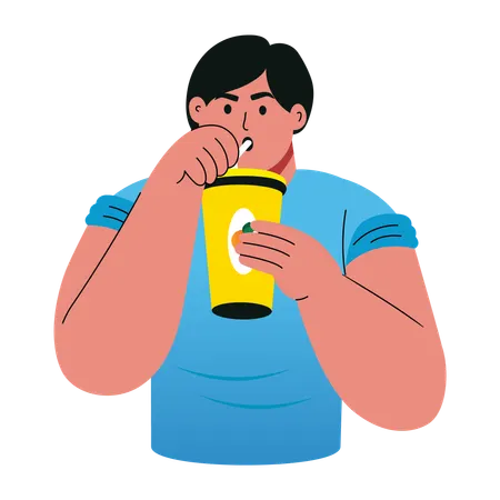 Boy drinking energy drink  Illustration