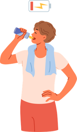 Boy drinking energy drink  Illustration