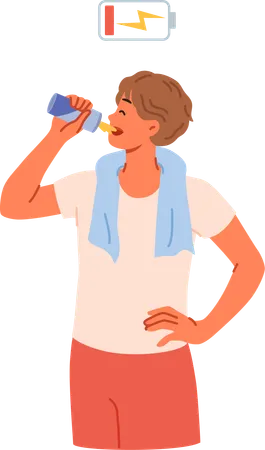 Boy drinking energy drink  Illustration