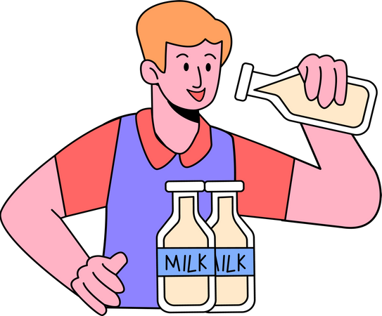 Boy drinking Milk  Illustration