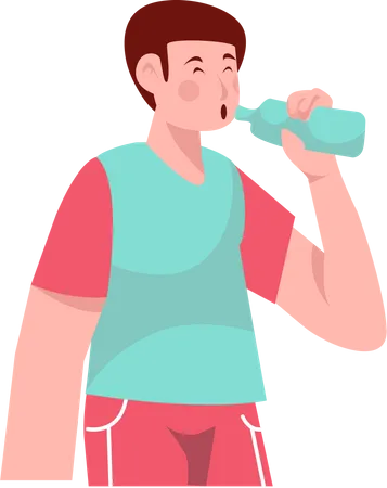 Boy Drinking Water  Illustration