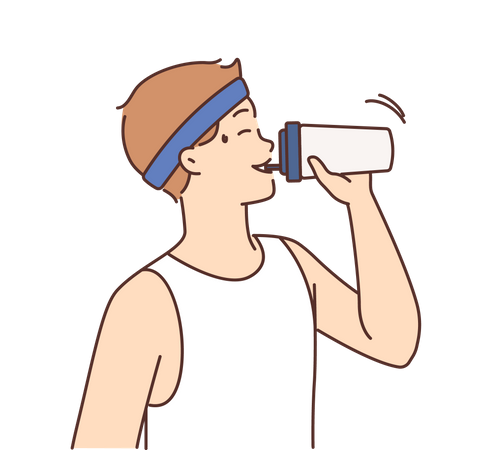 Boy drinking water from sipper Illustration