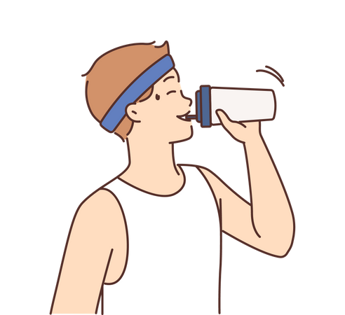 Boy drinking water from sipper  Illustration