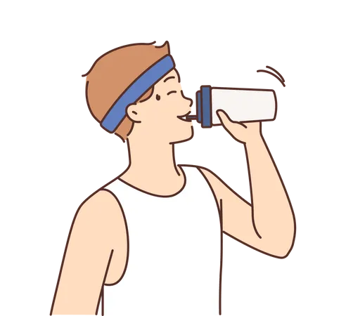 Boy drinking water from sipper  Illustration