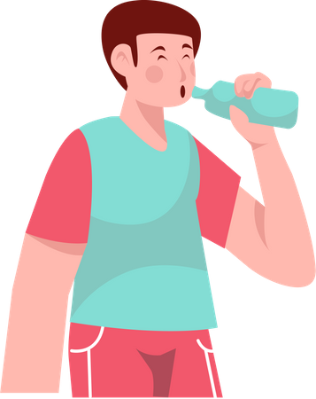 Boy Drinking Water  Illustration