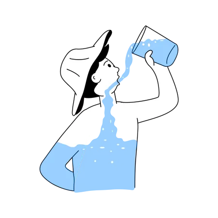 Boy Drinking Water  Illustration