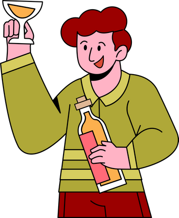 Man with Apple Juice  Illustration