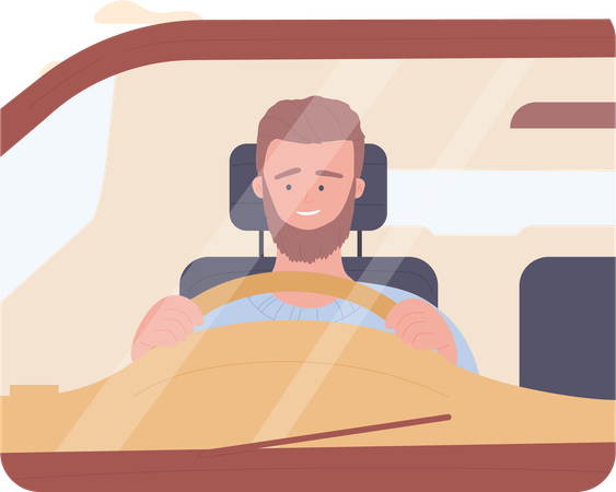 Boy driving car  Illustration