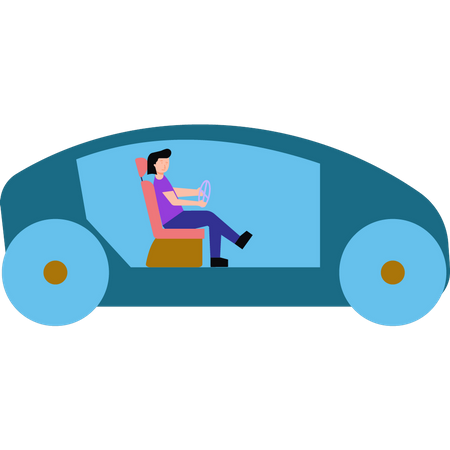 Boy driving car Illustration