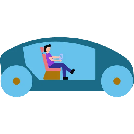 Boy driving car  Illustration