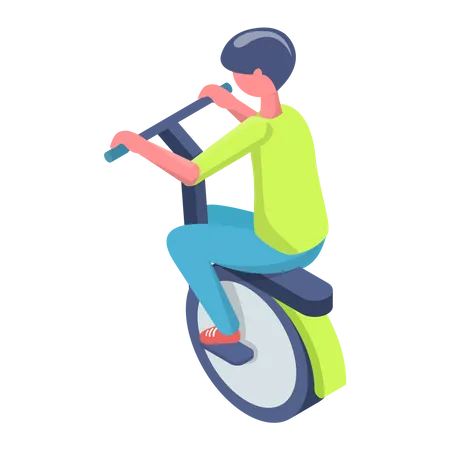 Boy driving electric cycle  Illustration