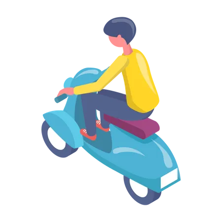 Boy driving electric scooter Illustration
