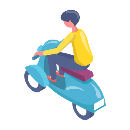 Boy driving electric scooter  Illustration