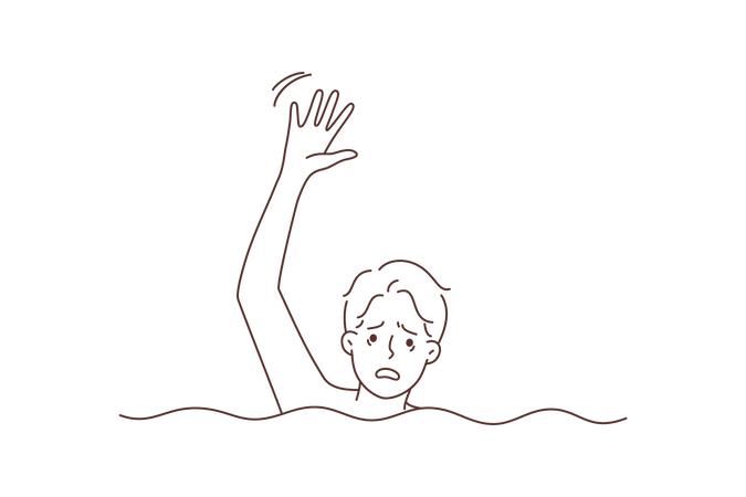 Boy Drowning in water  Illustration