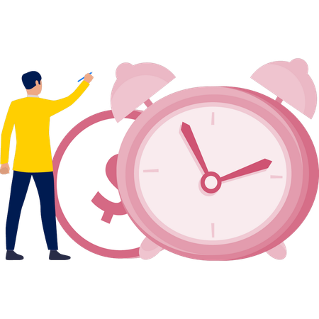 Boy earning by making alarm clock  Illustration