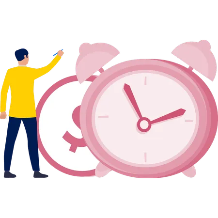 Boy earning by making alarm clock  Illustration