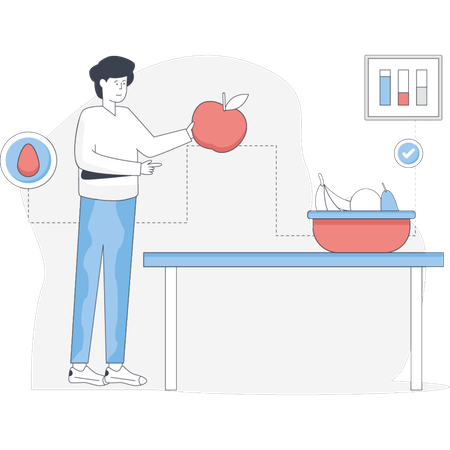 Boy eat healthy food  Illustration