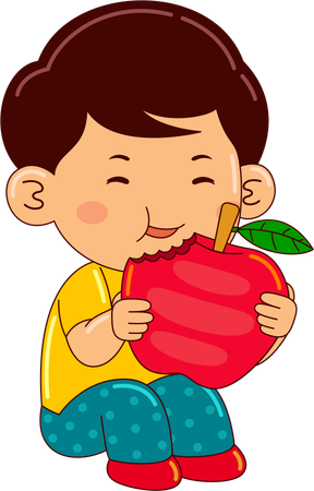 Boy eating apple  Illustration