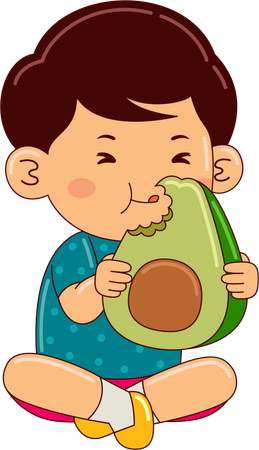 Boy eating avocado  Illustration