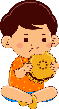 Boy Eating Biscuit  Illustration