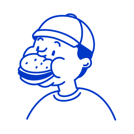 Boy Eating Burger  Illustration