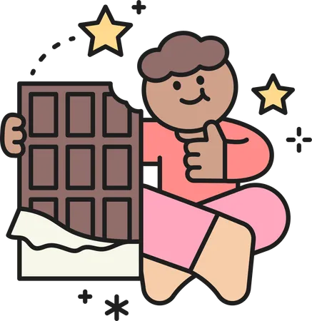 Boy eating chocolate  Illustration