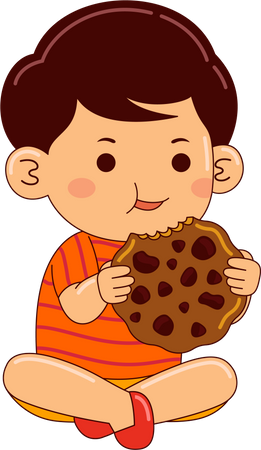 クッキーを食べている男の子  イラスト