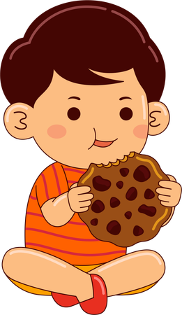 Boy Eating Cookies  Illustration