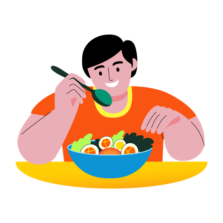 Boy eating healthy meal  Illustration