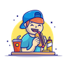 boy enjoying meal illustration free download