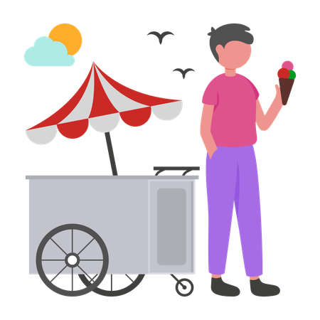 Boy eating Ice Cream  Illustration