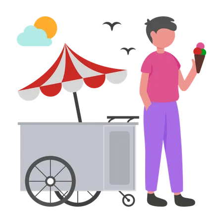 Boy eating Ice Cream  Illustration