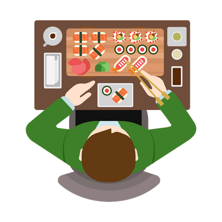 Boy eating meal  Illustration