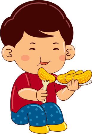 Boy eating orange  Illustration