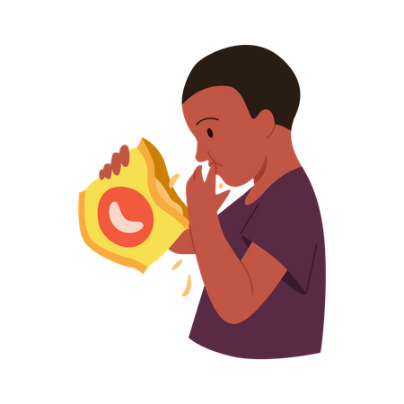 Boy eating patato chips  Illustration
