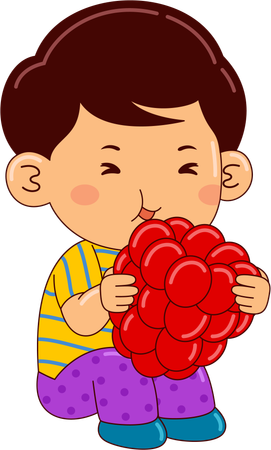 Boy eating raspberry  Illustration