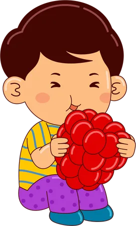 Boy eating raspberry  Illustration